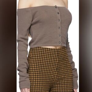 Nanushka Brown Long Sleeve Crop Top